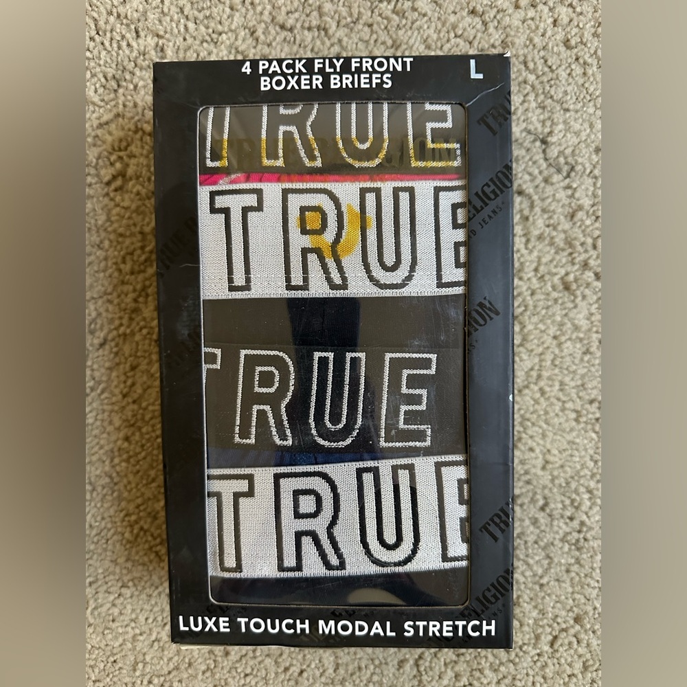 True Religion Men’s Boxer Briefs 4-Pack Size Large Luxe Touch Underwear NWT